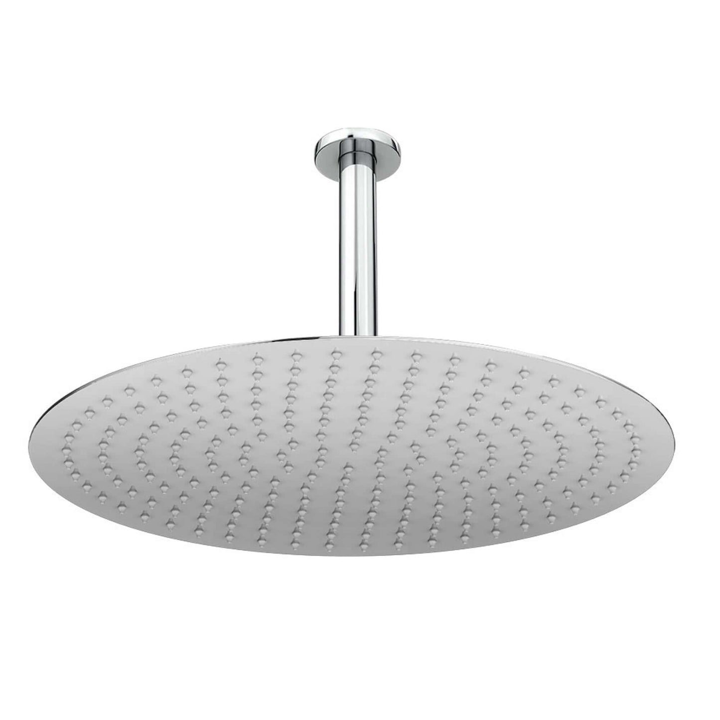 Buy Contemporary Ceiling Fixed Round Ultra Slim Stainless Steel Shower Head 16" With 180mm Ceiling Shower Arm - Chrome Online UK | HOUSE OF ENKI