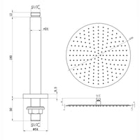 Contemporary Ceiling Fixed Round Ultra Slim Stainless Steel Shower Head 16" With 180mm Ceiling Shower Arm - Chrome