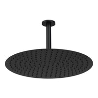 Contemporary Ceiling Fixed Round Ultra Slim Stainless Steel Shower Head 16" With 180mm Ceiling Shower Arm - Matt Black