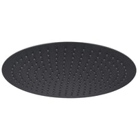 Contemporary Wall Fixed Round Ultra Slim Stainless Steel Shower Head 16" With Shower Arm - Matt Black