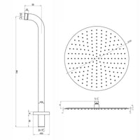 Contemporary Wall Fixed Round Ultra Slim Stainless Steel Shower Head 16" With Shower Arm - Matt Black