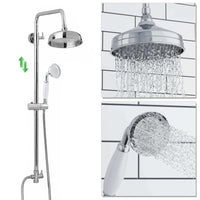 Buy Dune dual shower riser kit adjustable height angled traditional watercan head 200mm, brass ceramic handshower - chrome Online UK | HOUSE OF ENKI