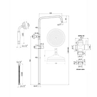 Buy Dune dual shower riser kit adjustable height angled traditional watercan head 200mm, brass ceramic handshower - chrome Online UK | HOUSE OF ENKI
