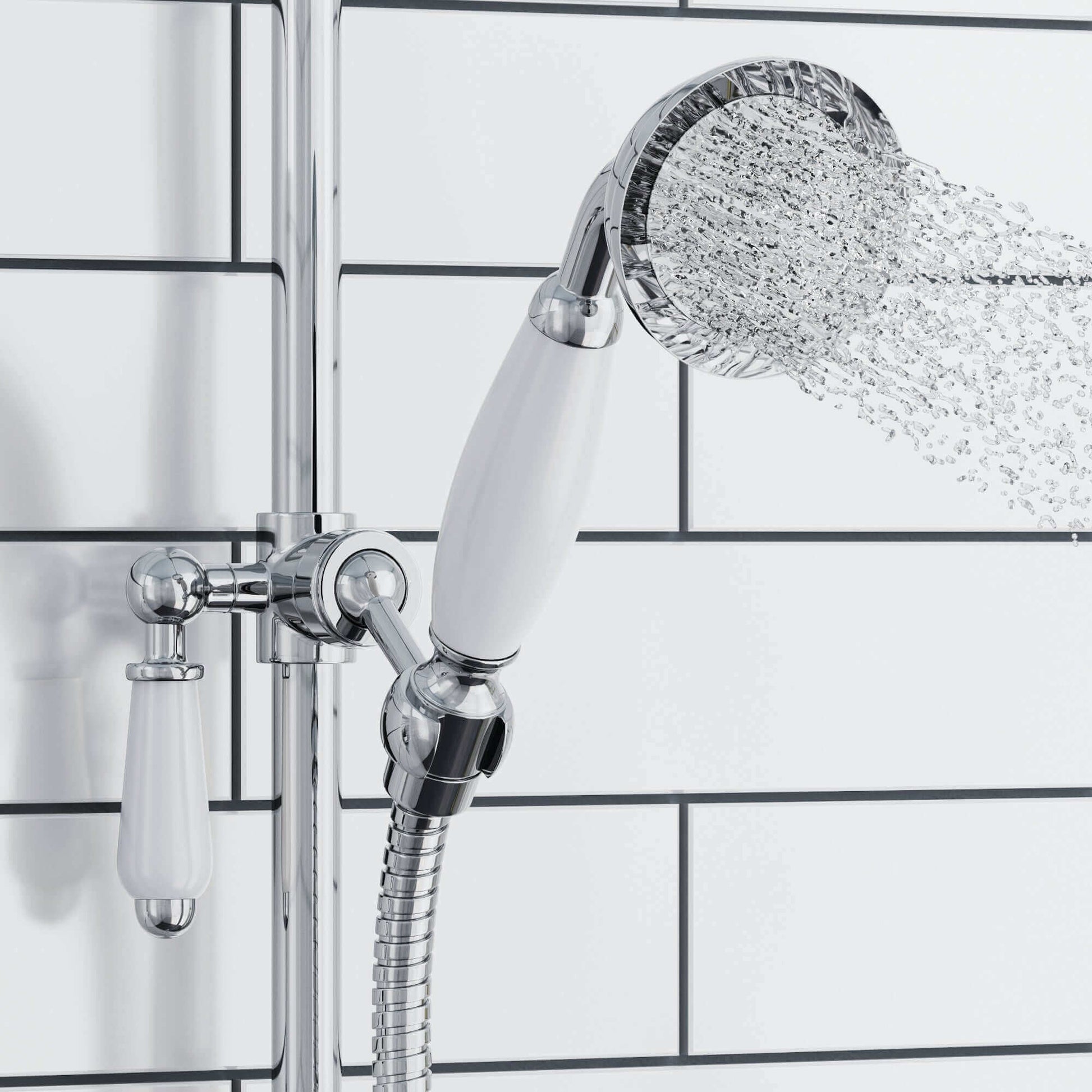 Buy Downton traditional shower riser rail kit 2 outlet watercan head 200mm - chrome Online UK | HOUSE OF ENKI