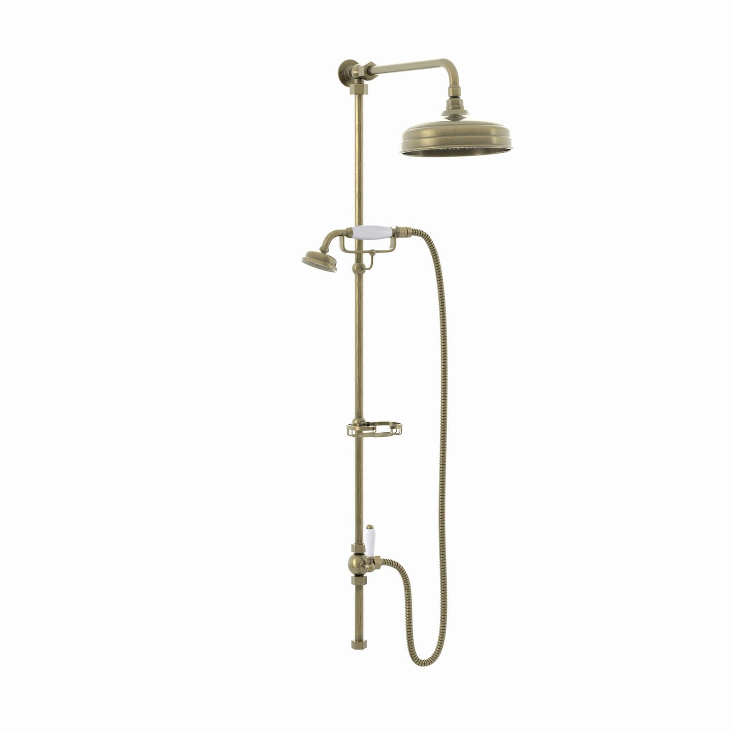 Buy Downton traditional shower riser rail kit 2 outlet soap dish watercan head 200mm - antique brass Online UK | HOUSE OF ENKI