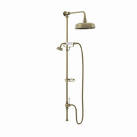 Downton traditional shower riser rail kit 2 outlet soap dish watercan head 200mm - antique bronze - Showers