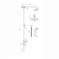 Downton traditional shower riser rail kit 2 outlet watercan head 200mm - English gold - Showers