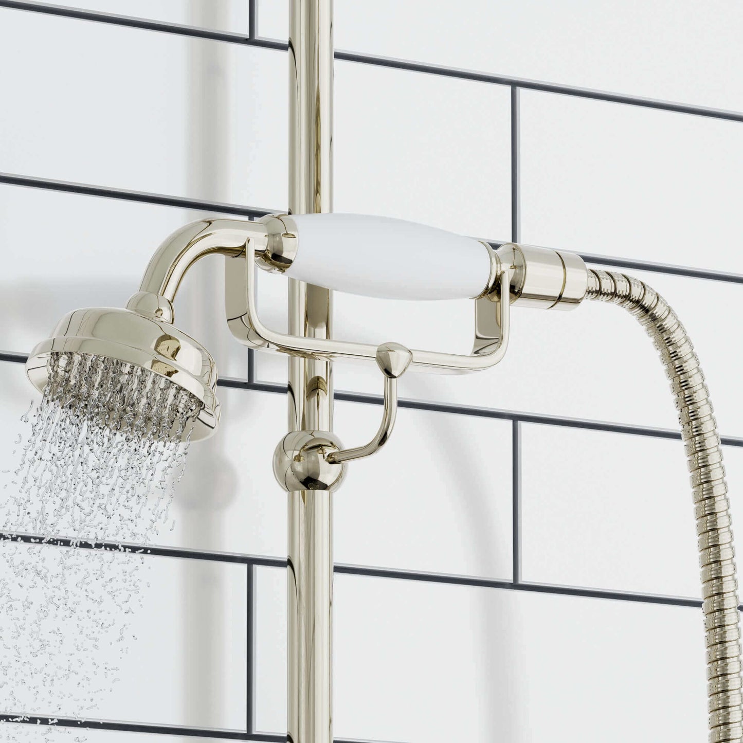 Buy Downton traditional shower riser rail kit 2 outlet soap dish watercan head 200mm - gold Online UK | HOUSE OF ENKI