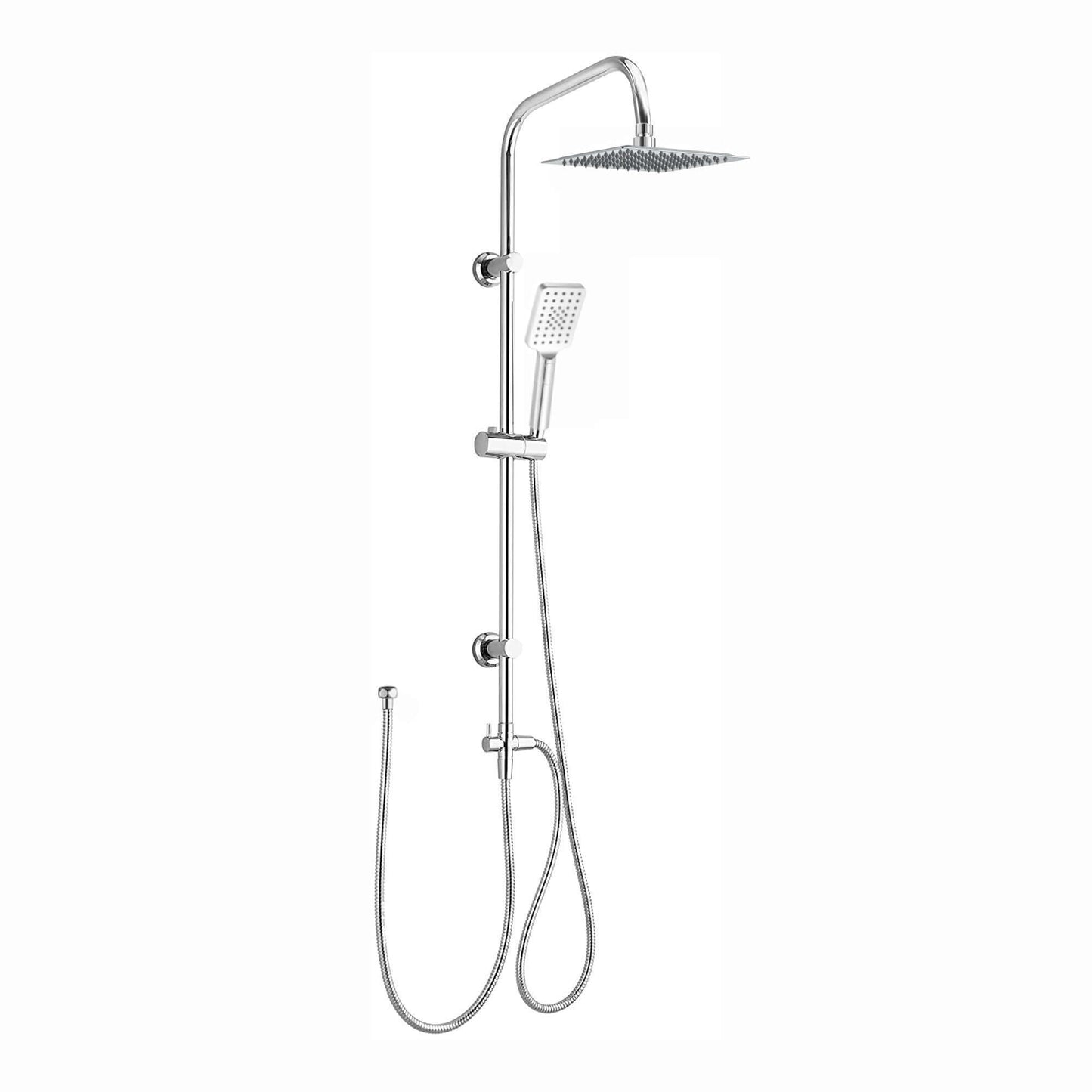Buy Carre Dual Rigid Riser Kit Square Ultra Slim Overhead Rain Shower & 3 Setting Handheld Shower - Chrome Online UK | HOUSE OF ENKI