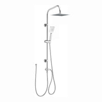 Carre Dual Rigid Riser Kit Square Ultra Slim Overhead Rain Shower & 3 Setting Handheld Shower - Chrome - Showers