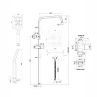 Buy Dune dual shower riser kit adjustable height angled square easy clean head 200mm, handshower - chrome Online UK | HOUSE OF ENKI