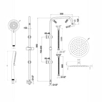 Buy Carre Dual Rigid Riser Kit Round Ultra Slim Overhead Rain Shower & 3 Setting Handheld Shower - Black Online UK | HOUSE OF ENKI