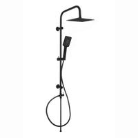 Carre Dual Rigid Riser Kit Square Ultra Slim Overhead Rain Shower & 3 Setting Handheld Shower - Black - Showers