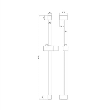 Buy Square shower slider rail bar with hand shower holder - chrome Online UK | HOUSE OF ENKI