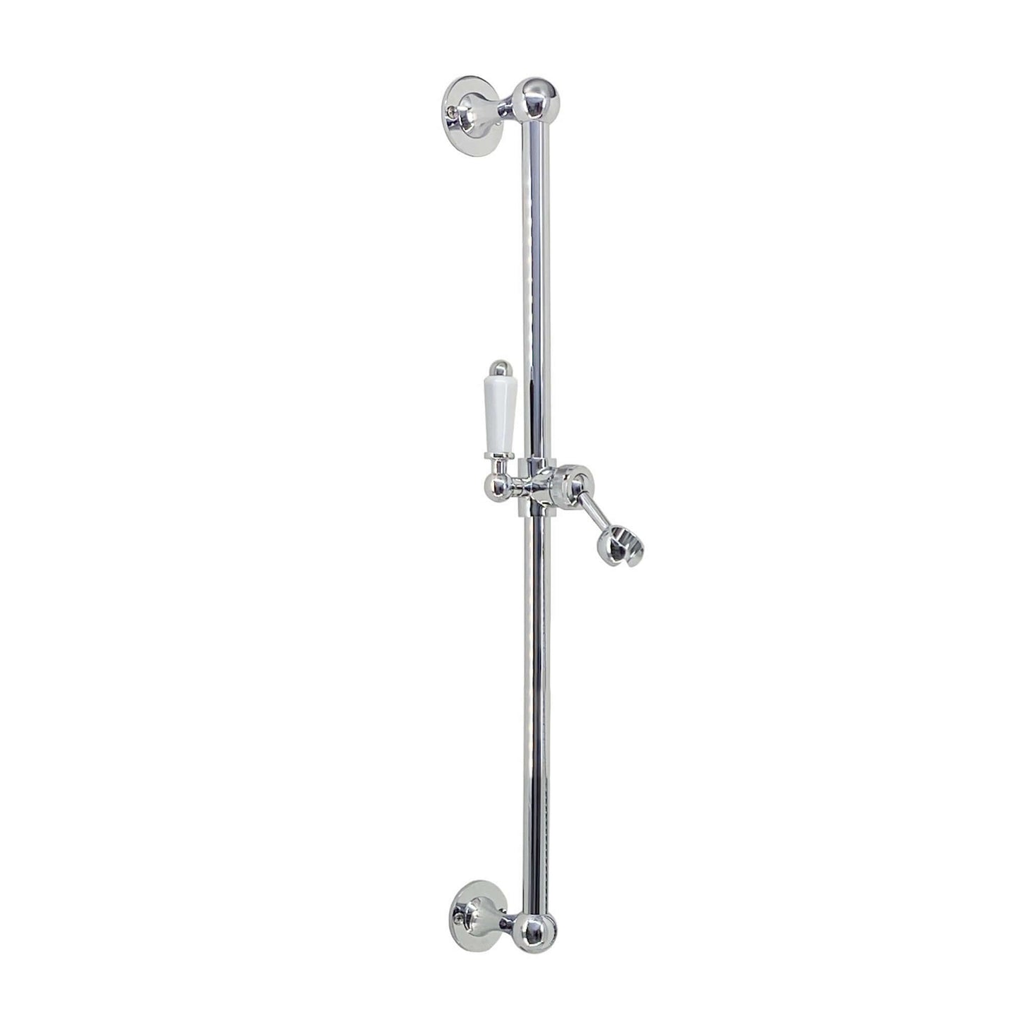 Buy Traditional shower slider rail brass with white ceramic lever bracket - chrome Online UK | HOUSE OF ENKI