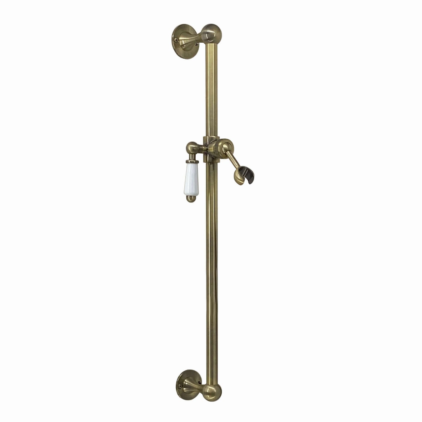 Buy Traditional shower slider rail brass with white ceramic lever bracket - antique brass Online UK | HOUSE OF ENKI