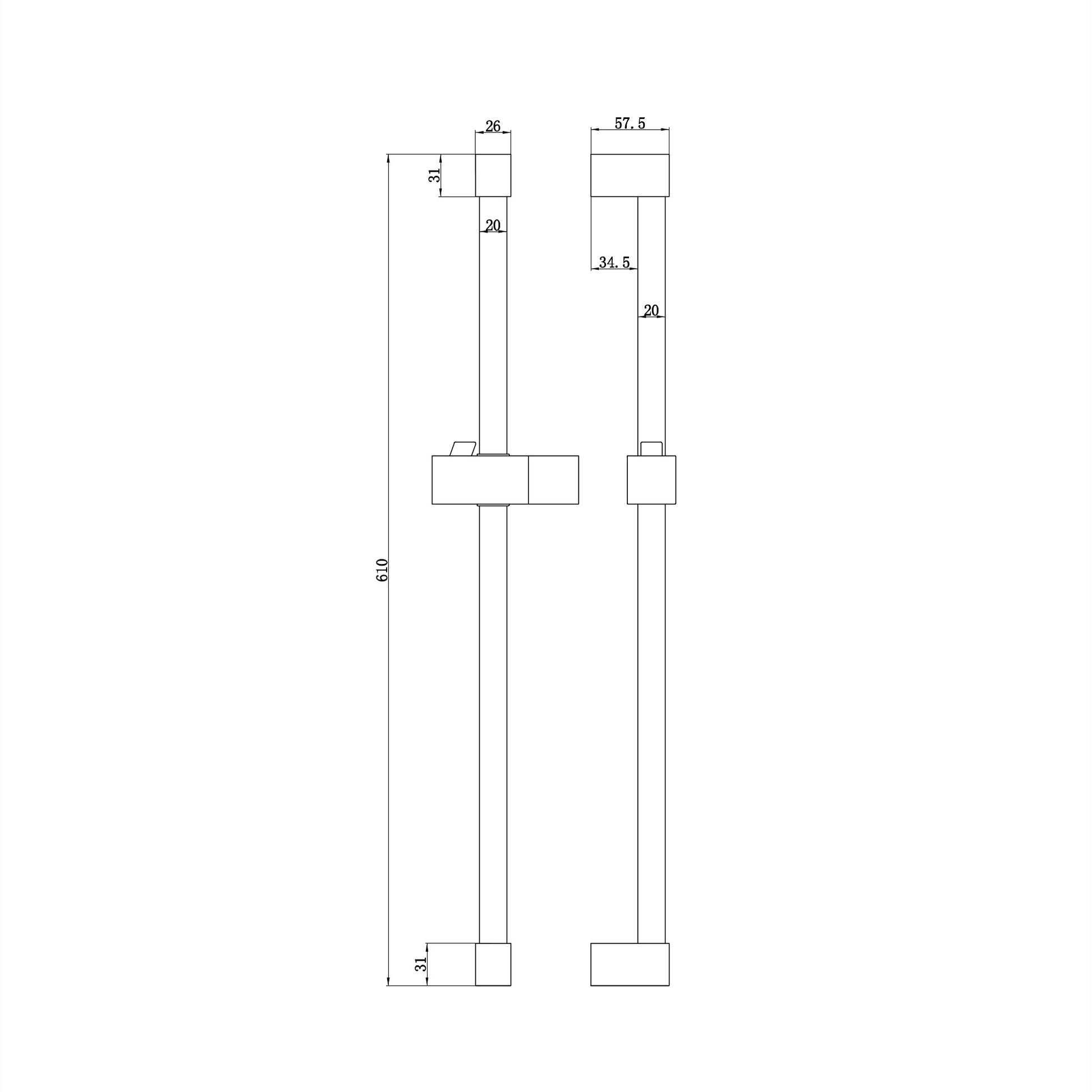 Buy Square shower slider rail bar with hand shower holder - black Online UK | HOUSE OF ENKI