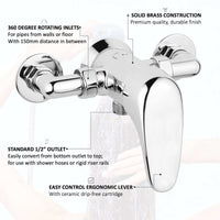 Cruze manual shower mixer with handset, hose and wall bracket - Showers
