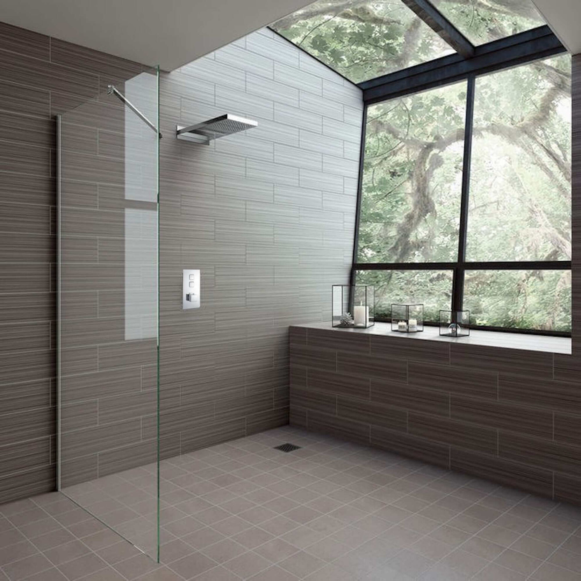 Buy Milan Square Thermostatic Concealed Shower Set with Dual Overhead Shower - Chrome Online UK | HOUSE OF ENKI