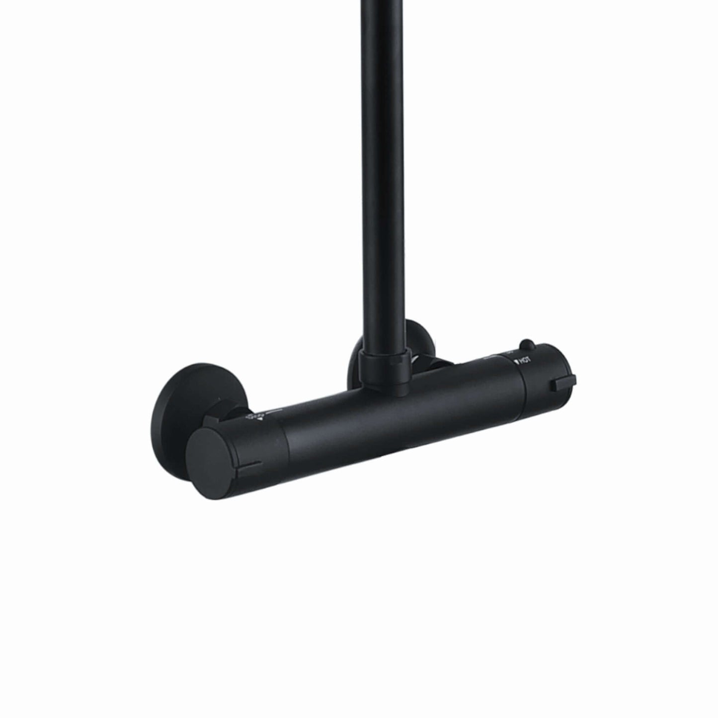 Dune thermostatic bar shower set single outlet with ultra slim 200mm overhead shower - matte black