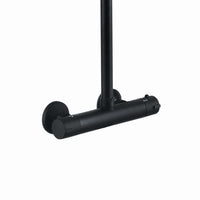 Buy Dune thermostatic bar shower set single outlet with ultra slim 200mm overhead shower - matt black Online UK | HOUSE OF ENKI