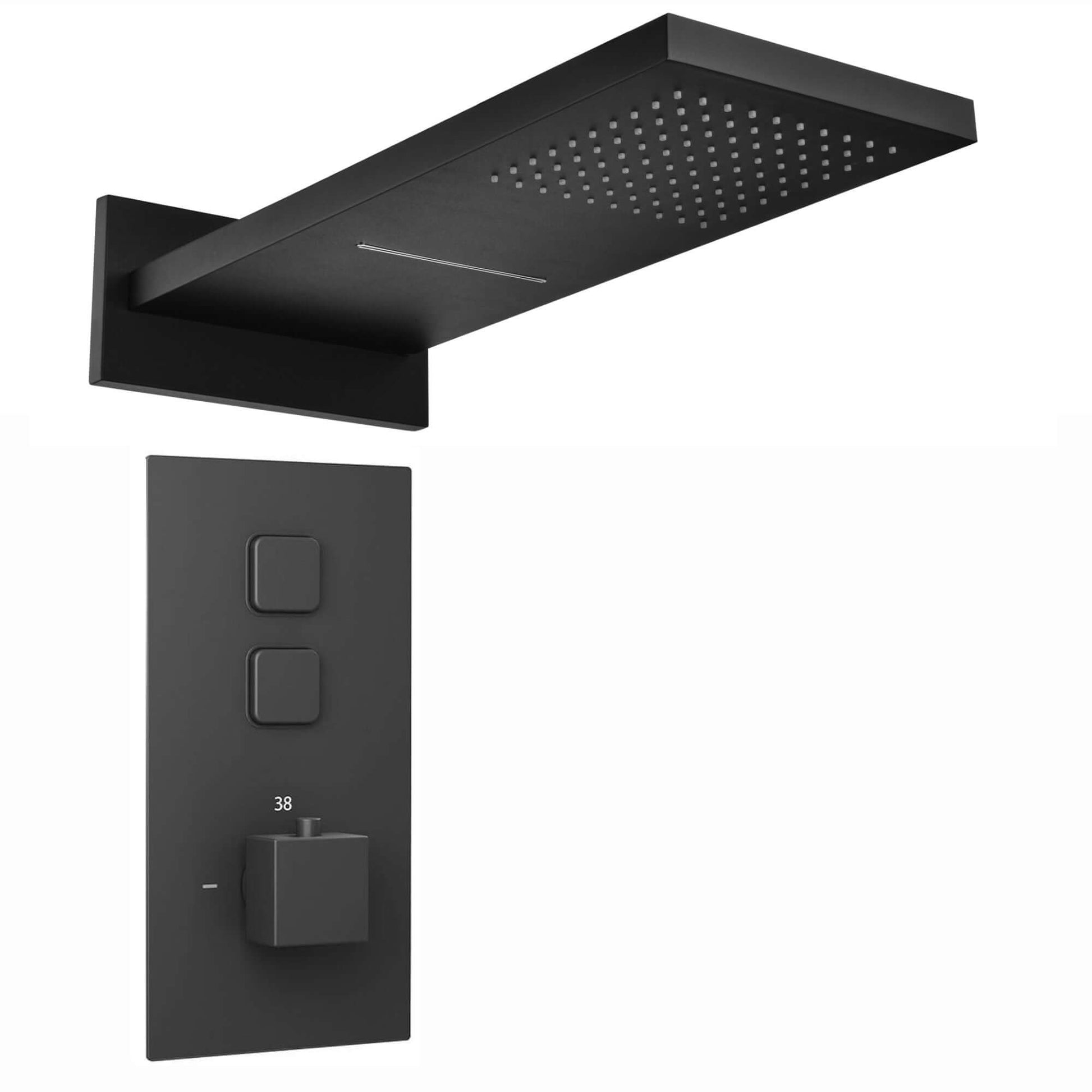 Buy Milan Square Thermostatic Concealed Shower Set with Dual Overhead Shower - Black Online UK | HOUSE OF ENKI