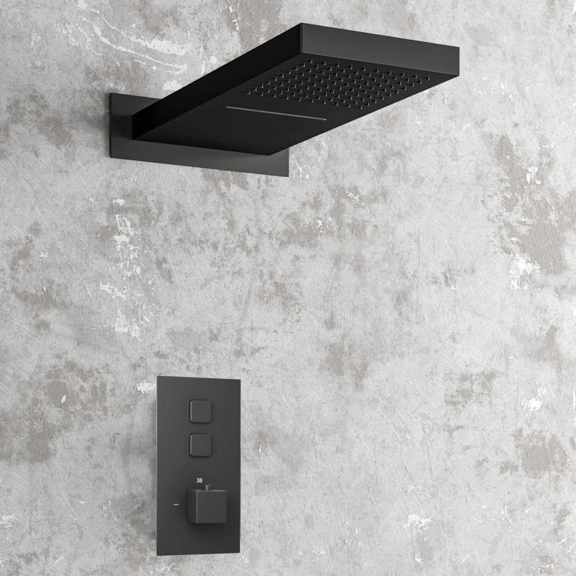 Buy Milan Square Thermostatic Concealed Shower Set with Dual Overhead Shower - Black Online UK | HOUSE OF ENKI