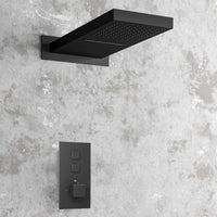 Buy Milan Square Thermostatic Concealed Shower Set with Dual Overhead Shower - Black Online UK | HOUSE OF ENKI