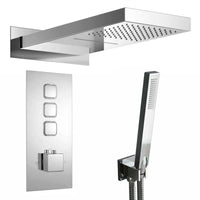 Buy Milan Square Thermostatic Concealed Shower Set with Dual Overhead Shower, Handset Kit - Chrome Online UK | HOUSE OF ENKI