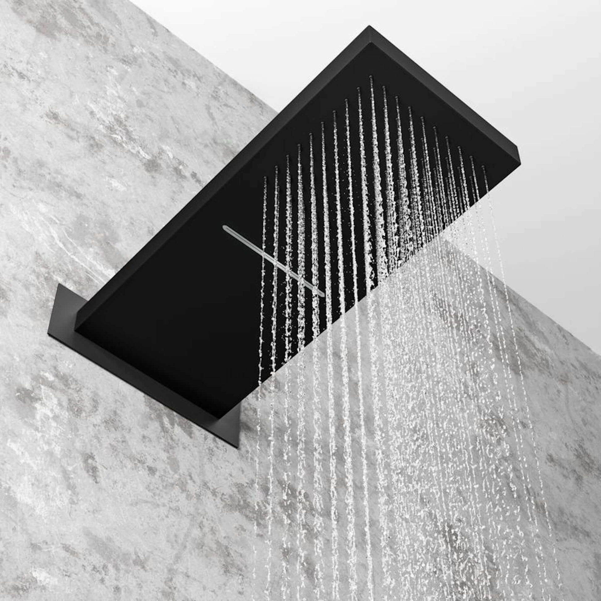 Buy Milan Square Thermostatic Concealed Shower Set with Dual Overhead Shower, Handset Kit - Black Online UK | HOUSE OF ENKI
