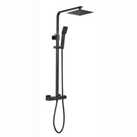 Enzo square thermostatic shower set two outlet with ultra slim 200mm shower head and handheld - matte black - Showers