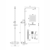 Enzo square thermostatic shower set two outlet with ultra slim 200mm shower head and handheld - matte black - Showers