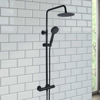 Dune round thermostatic shower set 200mm head & handheld - matte black - Showers
