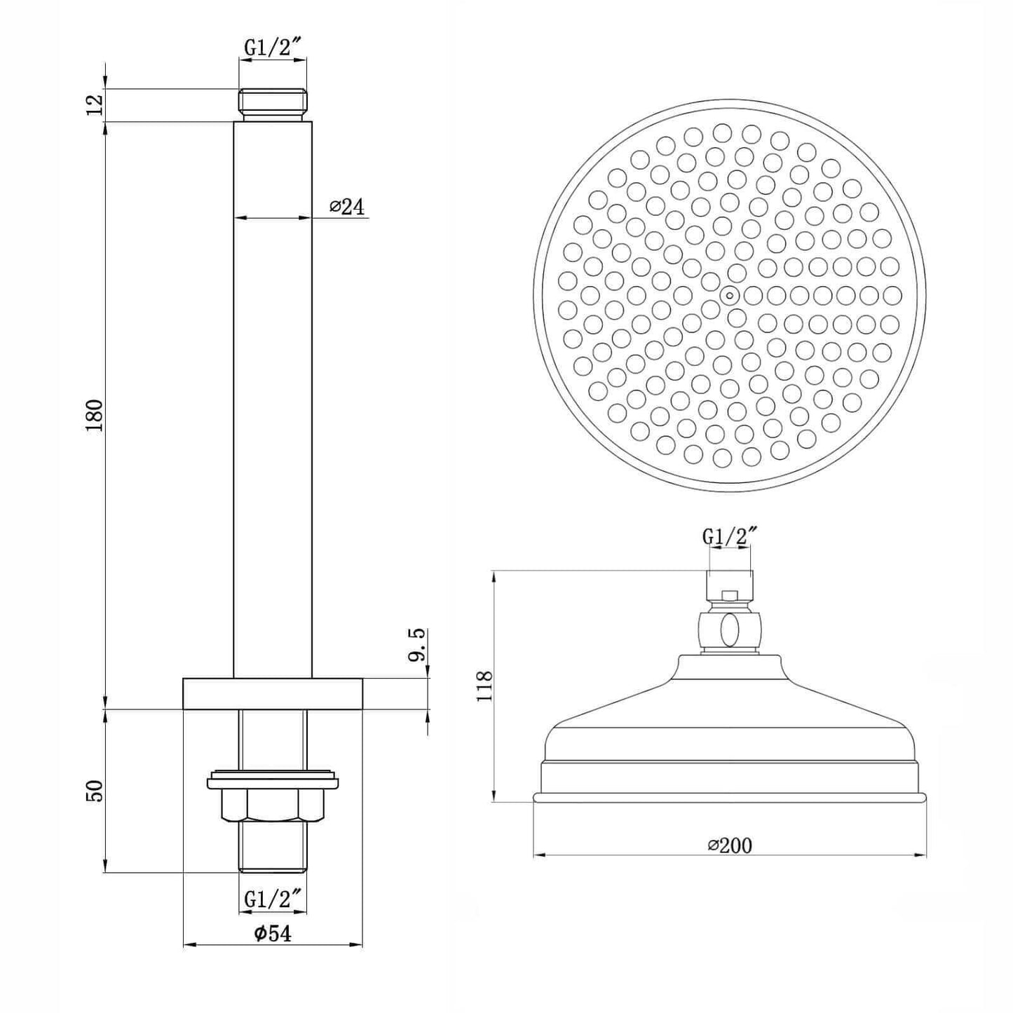Buy Edwardian Traditional Crosshead And White Details Concealed Thermostatic Shower Set Ceiling Fixed 8" Shower Head - Chrome (1 Outlet) Online UK | HOUSE OF ENKI