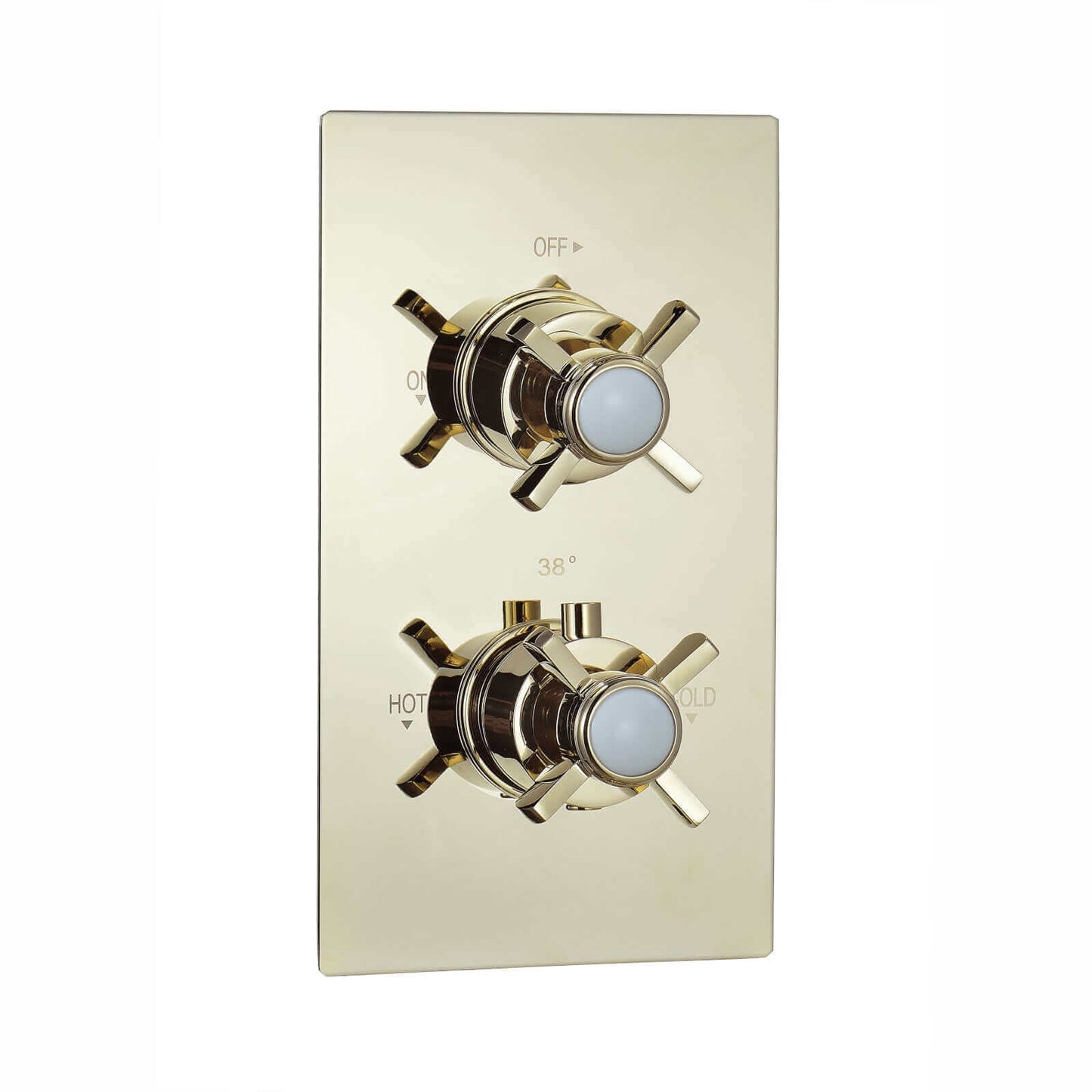 Buy Edwardian Traditional Crosshead And White Details Concealed Thermostatic Shower Set Ceiling Fixed 8" Shower Head - Gold (1 Outlet) Online UK | HOUSE OF ENKI