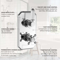 Buy Regent Traditional Crosshead And White Lever Concealed Thermostatic Shower Set Wall Fixed 8" Shower Head - Chrome (1 Outlet) Online UK | HOUSE OF ENKI