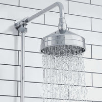 Downton Exposed Traditional Thermostatic Shower Set Single Outlet Incl. Twin Shower Valve, Rigid Riser Rail, 150mm Shower Head - Chrome And White - Showers