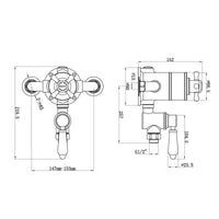 Downton Exposed Traditional Thermostatic Shower Set Incl. Twin Shower Valve And Slider Rail Kit, Soap Holder - Chrome And White - Showers