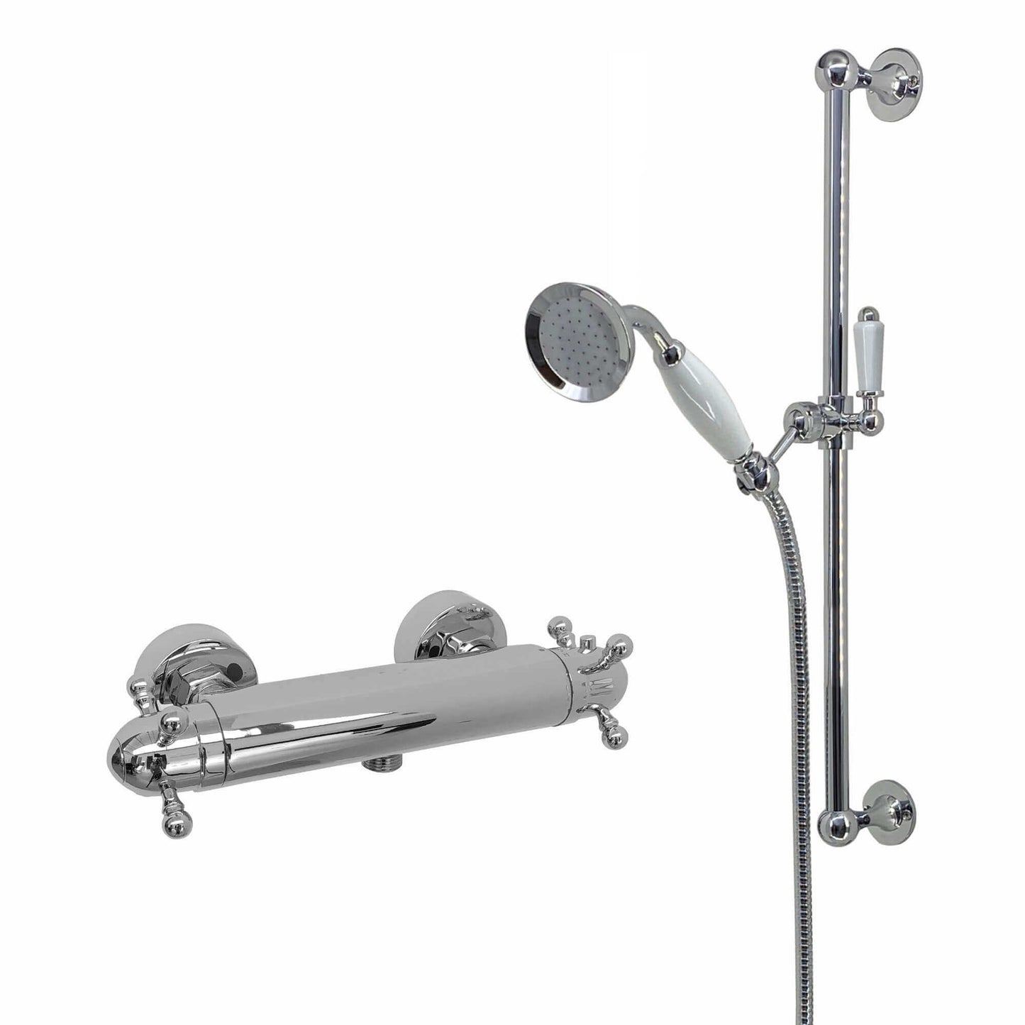 Buy Gallant traditional thermostatic shower bar mixer valve with slider rail shower kit - chrome Online UK | HOUSE OF ENKI