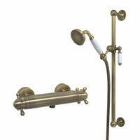 Buy Gallant traditional thermostatic shower bar mixer valve with slider rail shower kit - antique brass Online UK | HOUSE OF ENKI