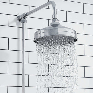 Buy Downton Exposed Traditional Thermostatic Shower Set 3 Outlet, Incl. Triple Shower Valve, Rigid Riser Rail, 200mm Shower Head, Handset & Bath Filler - Chrome Online UK | HOUSE OF ENKI
