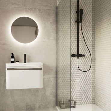 Buy Enzo square thermostatic shower set two outlet with ultra slim 300mm shower head and handheld - matt black Online UK | HOUSE OF ENKI