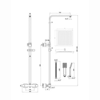 Enzo square thermostatic shower set two outlet with ultra slim 300mm shower head and handheld - matte black - Showers