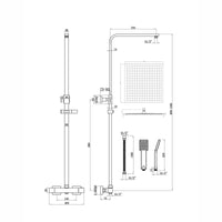 Enzo square thermostatic shower set two outlet with ultra slim 400mm shower head and handheld - matte black - Showers