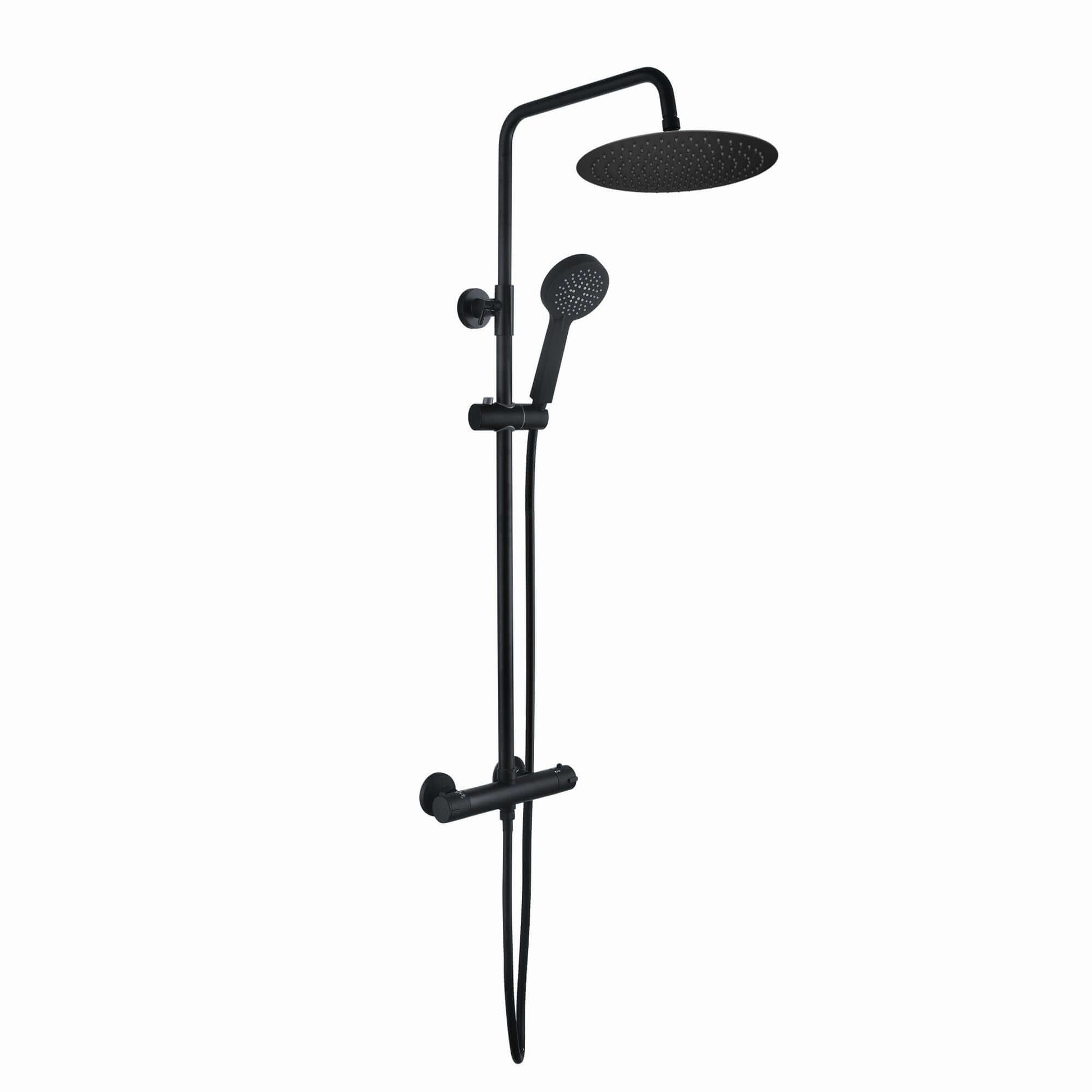 Dune round thermostatic shower set 300mm head & handheld - matte black - Showers