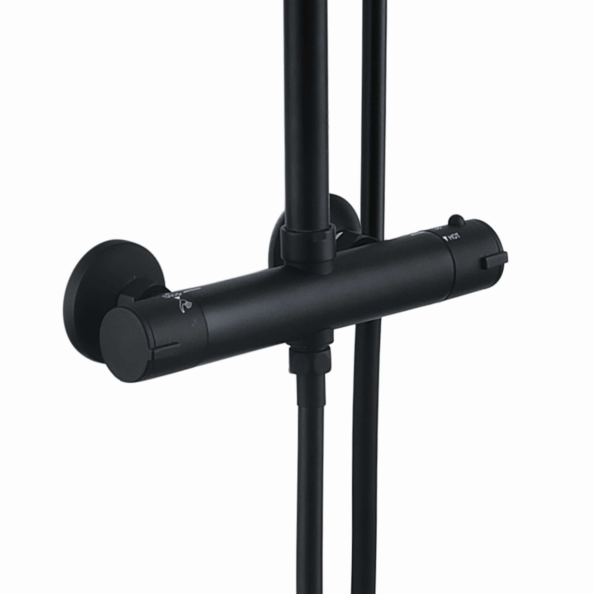Buy Dune round thermostatic shower set 400mm head & handheld - matt black Online UK | HOUSE OF ENKI