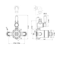 Buy Downton traditional twin thermostatic shower valve semi-exposed - chrome with black lever Online UK | HOUSE OF ENKI