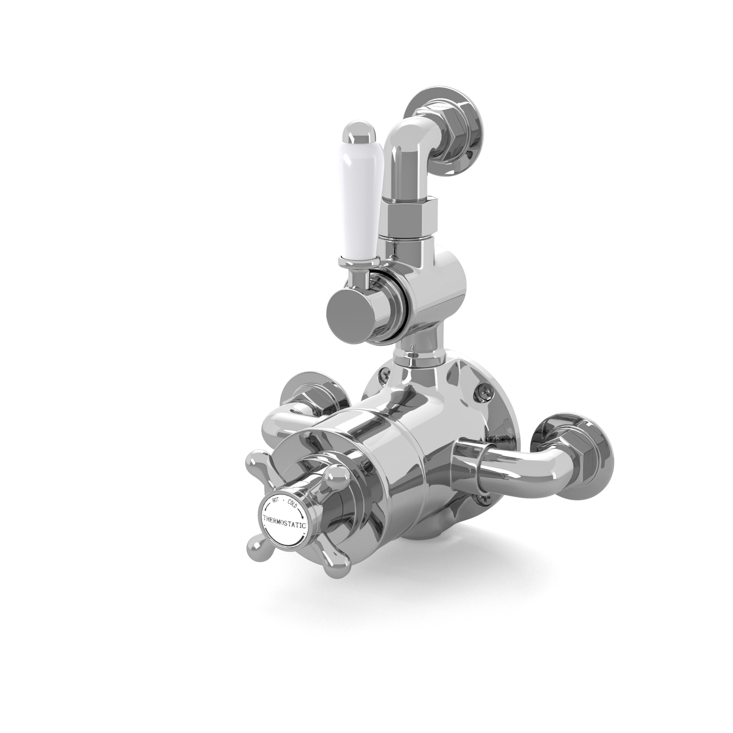 Buy Downton traditional twin thermostatic shower valve semi-exposed - chrome Online UK | HOUSE OF ENKI