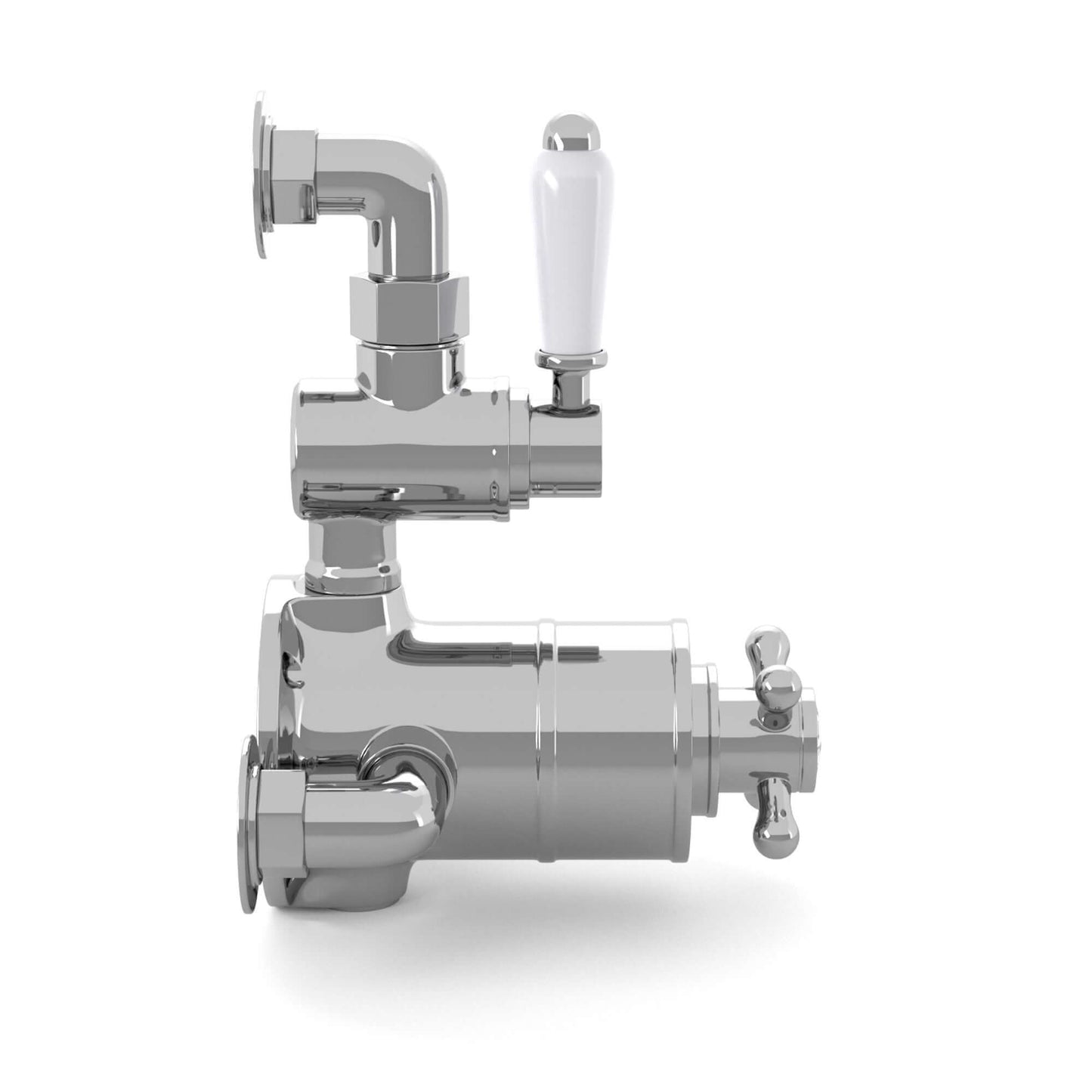 Buy Downton traditional twin thermostatic shower valve semi-exposed - chrome Online UK | HOUSE OF ENKI