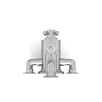 Downton Traditional Twin Thermostatic Shower Valve Exposed With Top Return To Wall Bend - Chrome With White Levers